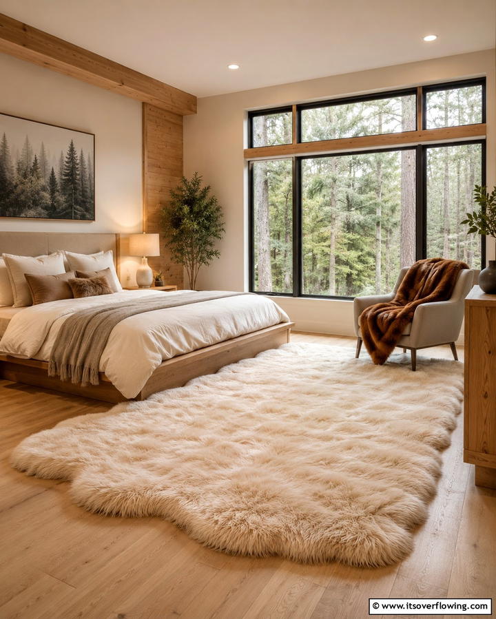 Faux Fur Rugs and Throws - 30 Forest-Themed Bedroom Ideas for Nature-Inspired Retreats