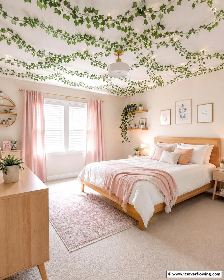 Faux Ivy Drapes - 25 Green Ceiling Ideas for a Unique and Bold Statement