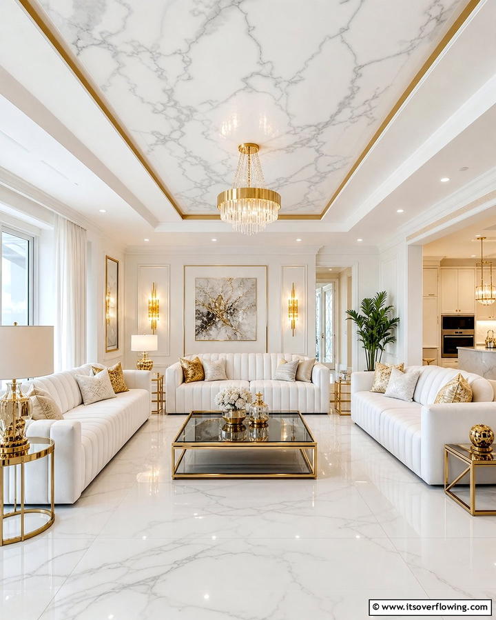 Faux Marble Finish - 25 Reverse Tray Ceiling Ideas for a Unique Look