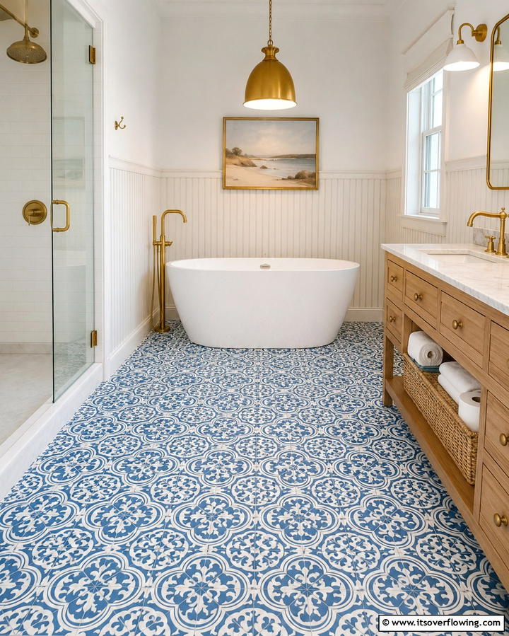 Faux Tile Effect - 25 Painted Floor Ideas to Revitalize Your Home