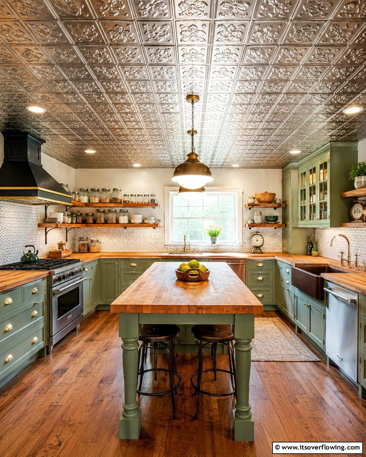 Faux Tin Tiles for Vintage Charm - 25 Affordable Cheap Ceiling Ideas for Your Home