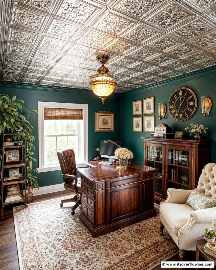 Faux Tin Tiles - 20 Shed Ceiling Ideas to Maximize Space and Style