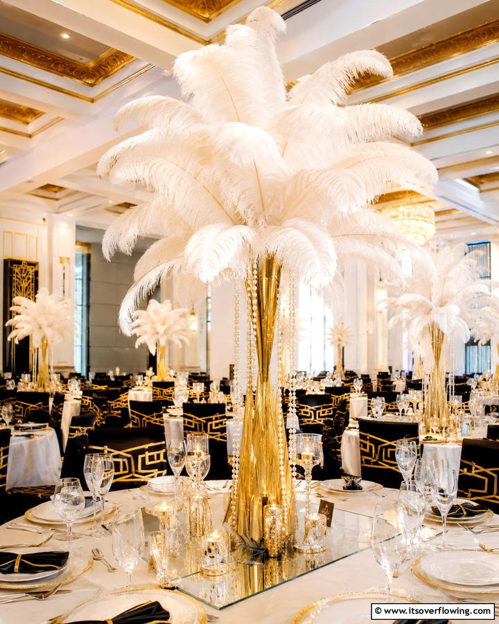 Feathered Centerpieces - 25 Art Deco Wedding Ideas for Glamorous Celebrations