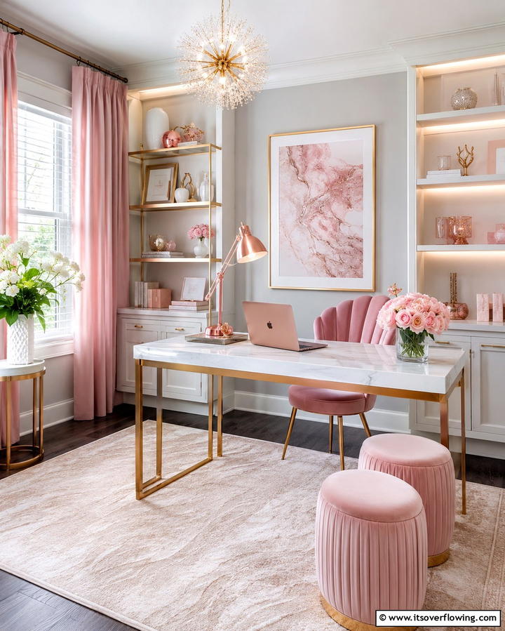Feminine Color Palette - 30 Home Office Ideas Designed Specifically for Her