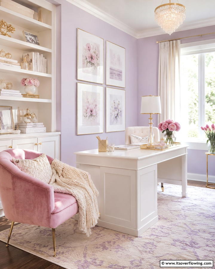 Feminine Touch with Soft Hues - 30 Home Office Ideas Designed Specifically for Her
