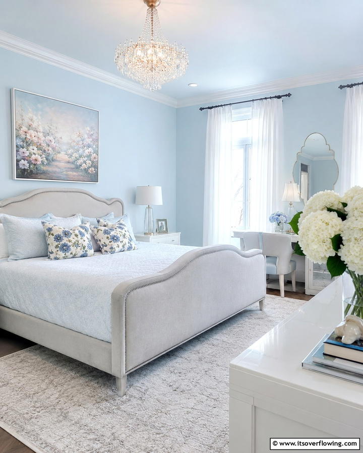Feminine and Fresh Retreat - 30 Calming Blue and Grey Bedroom Ideas for Relaxing Retreats