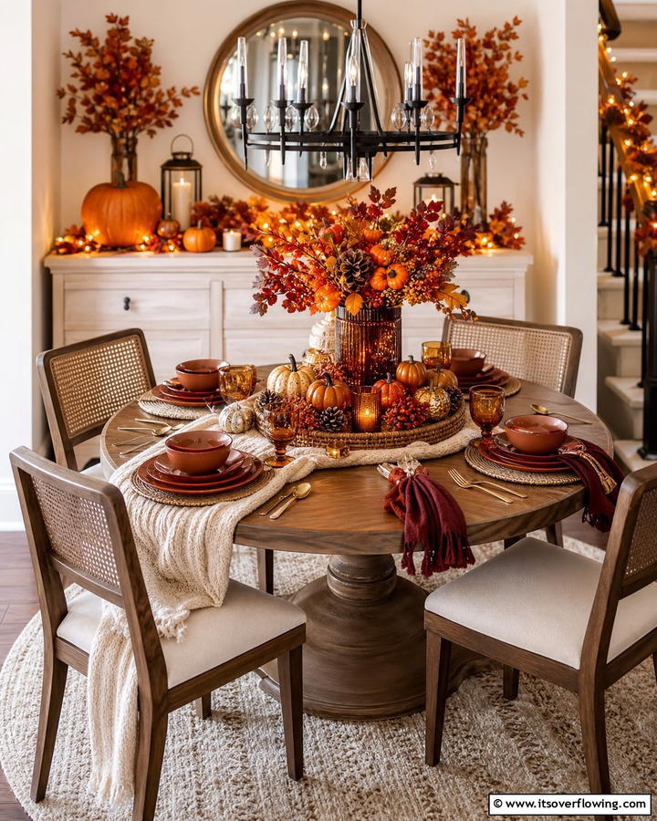 Festive Cheer with Seasonal Decor - 20 Round Table Decor Ideas for Stylish Dining Spaces