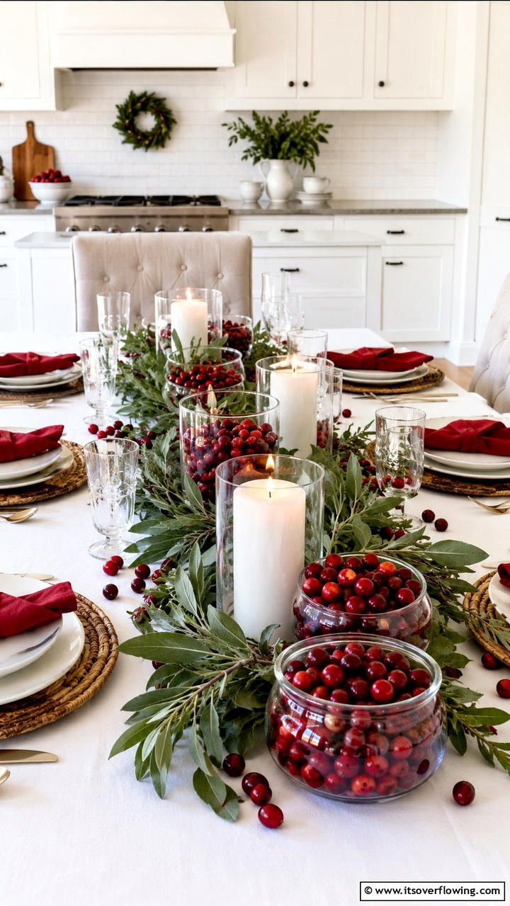 Festive Cranberry and Sage Display - 21 Stunning Thanksgiving Centerpiece Ideas for Your Table