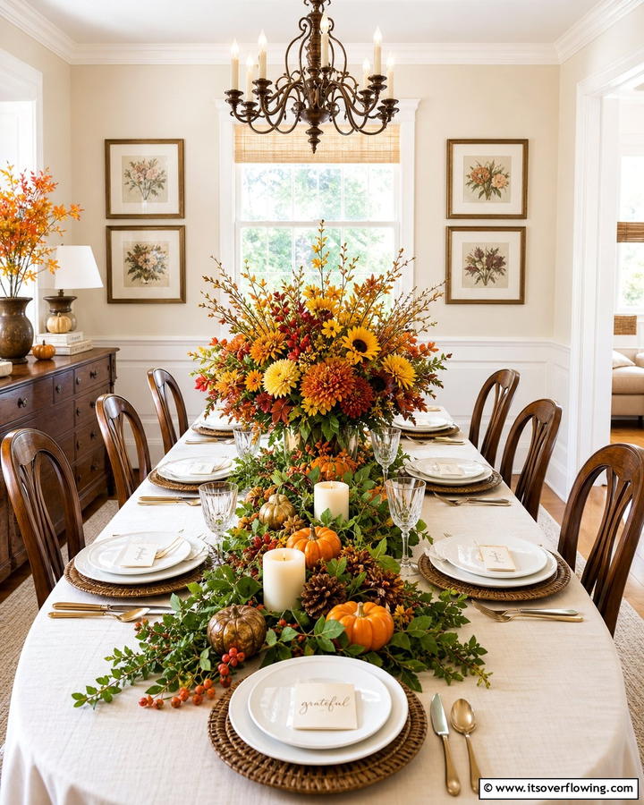 Festive Fall Floral Display - 21 Festive Thanksgiving Table Decor Ideas for Family Gatherings