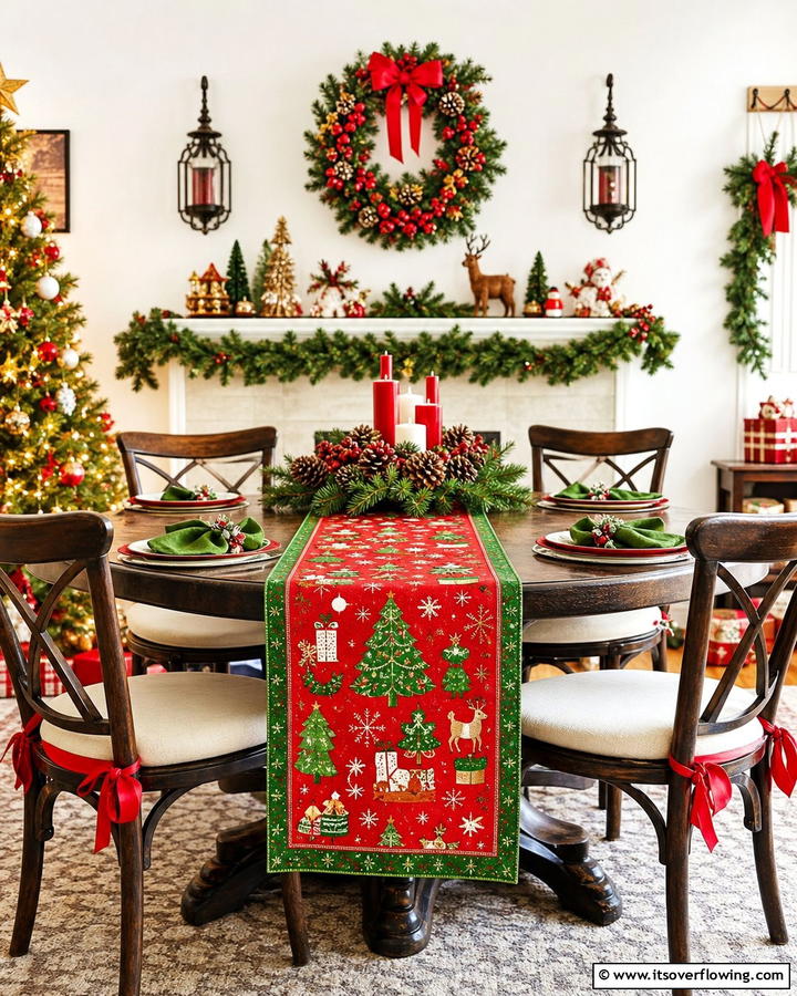 Festive Holiday Table Runner - 21 Unique Table Runner Ideas to Enhance Your Dining Experience