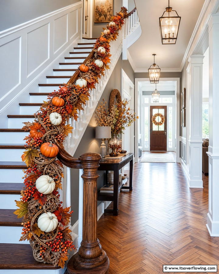 Festive Pumpkin Garland Display - 21 Pumpkin Decor Concepts for Autumn-Inspired Home Styling