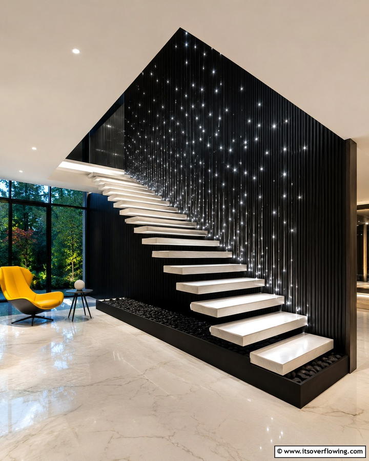 Fiber Optic Lighting for a Starry Effect - 25 Staircase Lighting Ideas to Illuminate Your Home