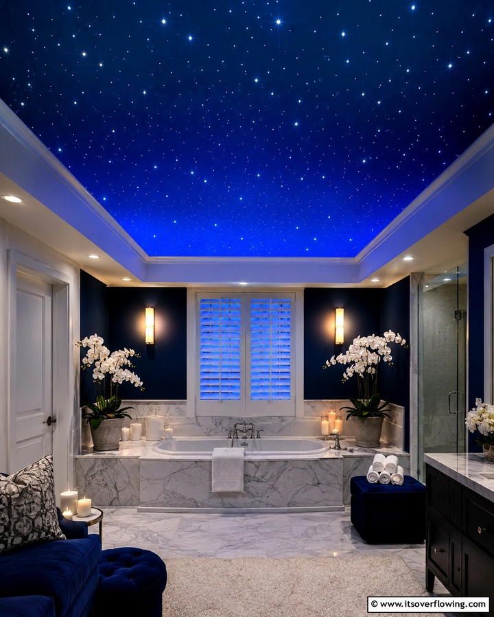 Fiber Optic Starry Ceiling for a Dreamlike Effect - 25 Bathroom Ceiling Lighting Ideas to Brighten Your Space