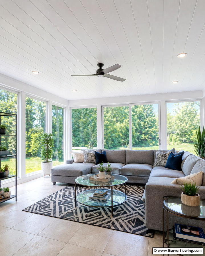 Fiberboard Panels - 20 Sunroom Ceiling Ideas for a Stunning Overhead View