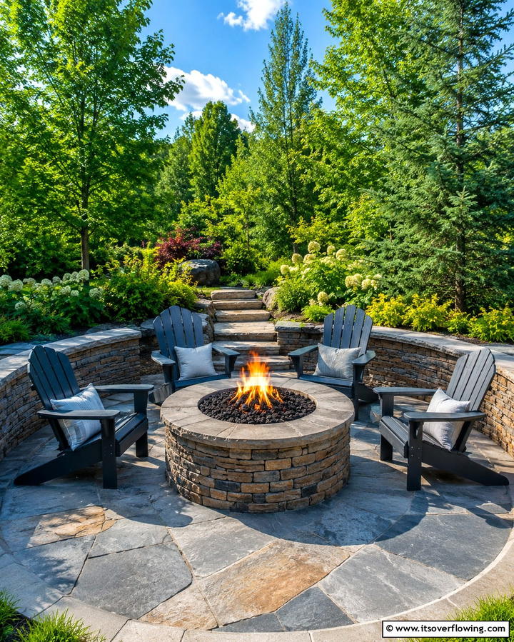 Fire Pit Centerpiece for Semi Circle Patios - 25 Semi Circle Patio Ideas and Inspiration for Your Backyard