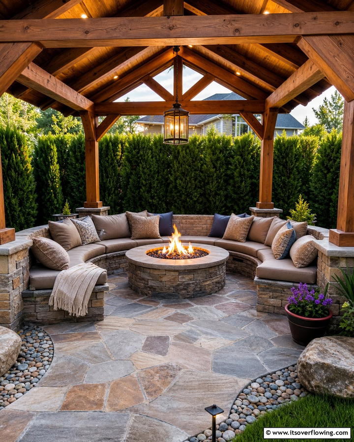Fire Pit Enclosed Haven - 21 Covered Patio Ideas for All-Weather Outdoor Living