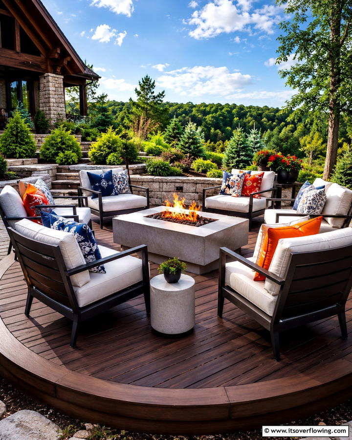 Fire Pit Gathering Deck - 30 Platform Deck Ideas to Elevate Your Backyard Design