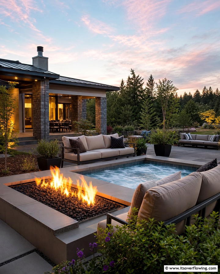 Fire Pit Integration - 25 Relaxing Hot Tub Decor Ideas for Your Backyard