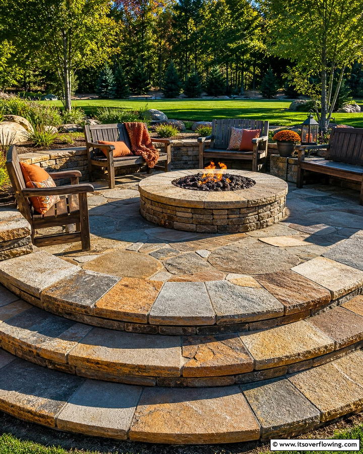 Fire Pit Surround - 25 Flagstone Steps Ideas for Your Outdoor Pathway