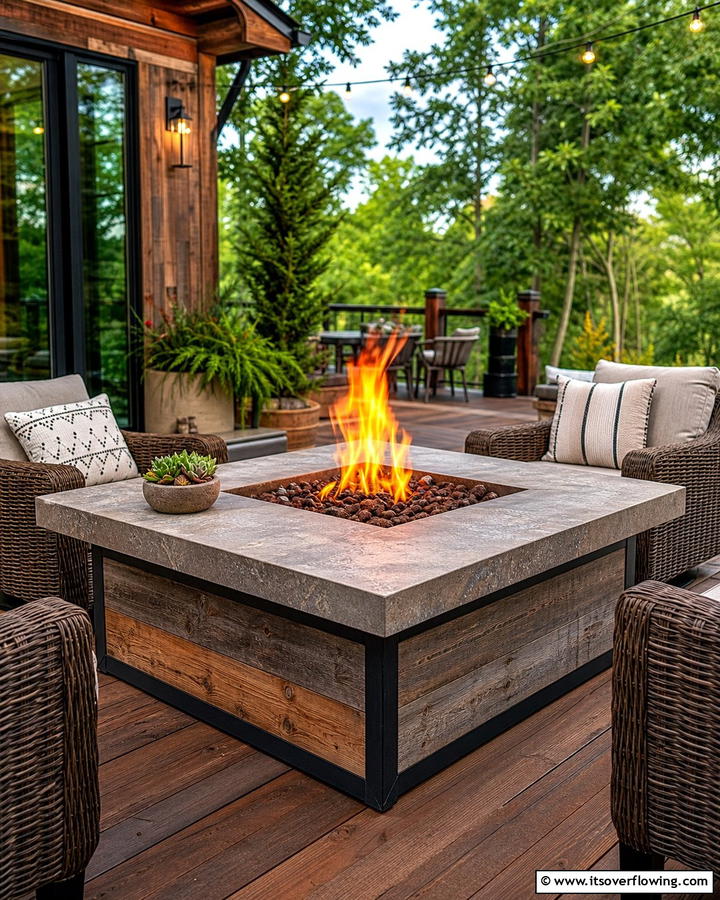 Fire Pit Table Combo - 20 Rustic Outdoor Fireplace Ideas for Cozy Evenings