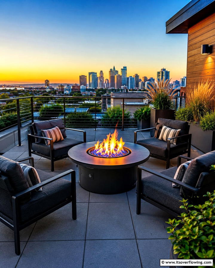 Fire Pit Table for Warmth - 25 Balcony Deck Ideas- Transform Your Outdoor Space