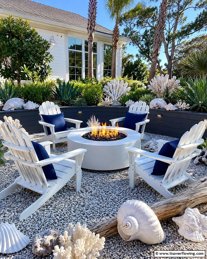 Fire Pit with Coastal Decor - 25 Tropical Patio Ideas for a Relaxing Outdoor Oasis