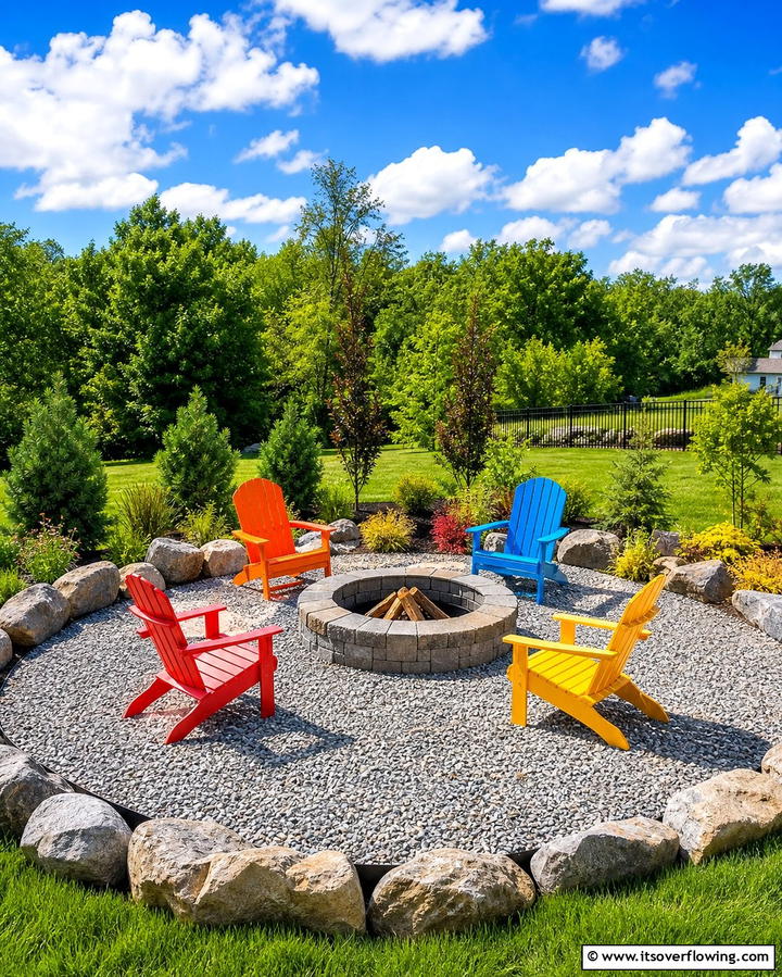 Fire Pit with Gravel Surrounding - 25 Backyard Fire Pit Ideas for Cozy Landscaping