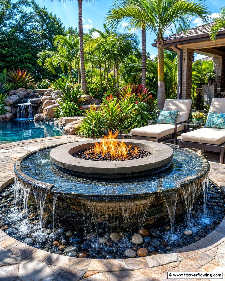 Fire Pit with Integrated Water Feature - 25 Backyard Fire Pit Ideas for Cozy Landscaping