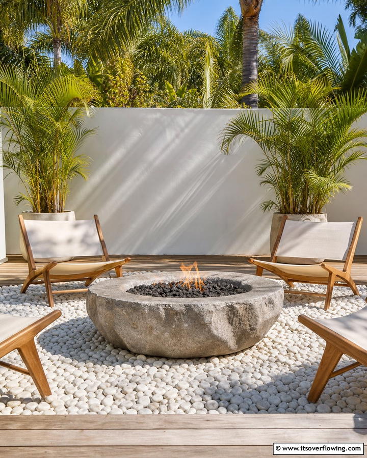 Fire Pit with Pebble Base - 25 Rock Fire Pit Ideas for Outdoor Gatherings
