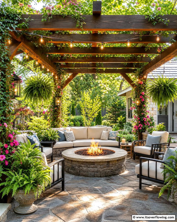 Fire Pit with Pergola - 25 Backyard Fire Pit Ideas for Cozy Landscaping