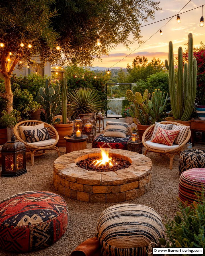 Fire Pits for Coziness - 25 Enchanting Boho Garden Ideas for Outdoor Bliss