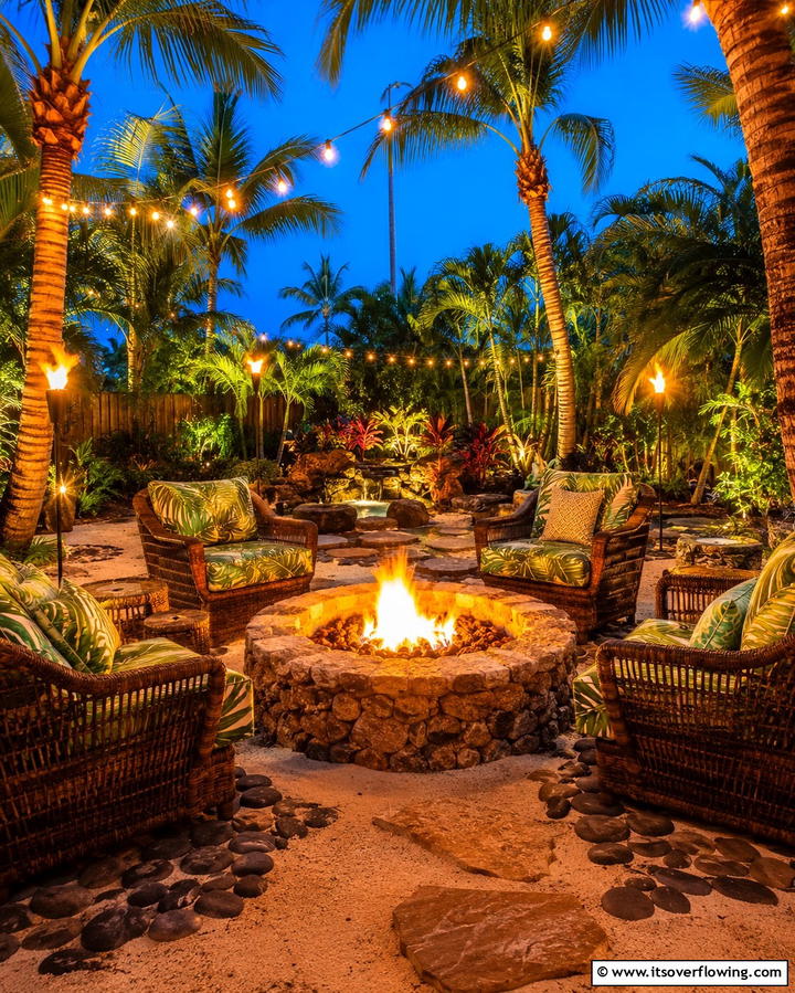 Fire Pits for Cozy Evenings - 20 Tropical Backyard Ideas for a Lush Oasis