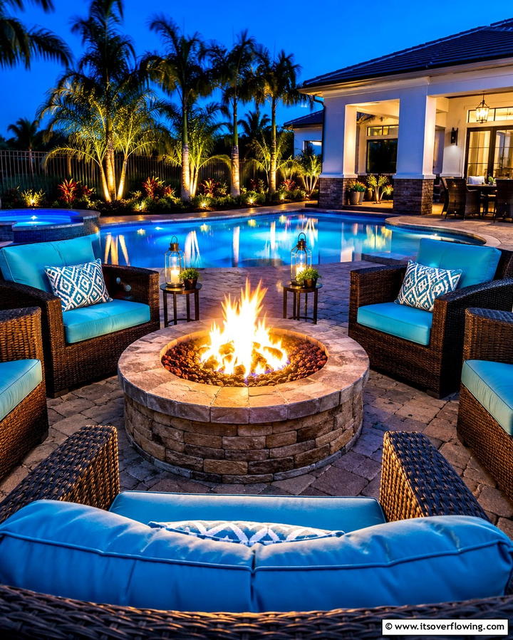 Fire Pits for a Cozy Contrast - 25 Tropical Pool Landscaping Ideas for a Resort Feel