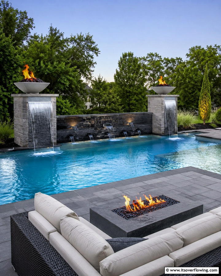 Fire and Water Features - 25 Semi Inground Pool Ideas for a Stunning Backyard