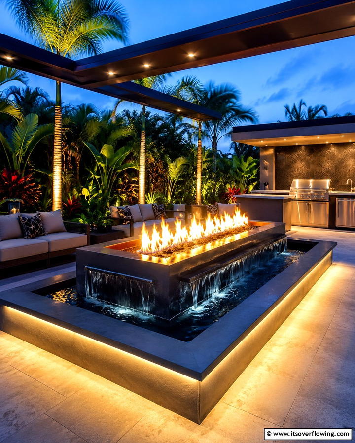 Fire and Water Fountain for Dramatic Effect - 25 Backyard Fountain Ideas for a Serene Outdoor Space