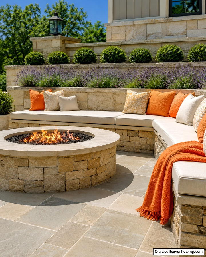 Firepit with Built In Bench Seating - 25 Patio Ideas With Firepit for Cozy Gatherings
