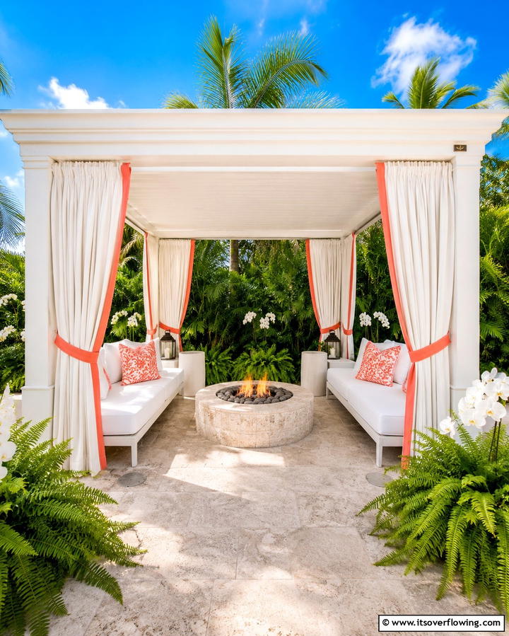 Firepit with Outdoor Curtains - 25 Patio Ideas With Firepit for Cozy Gatherings