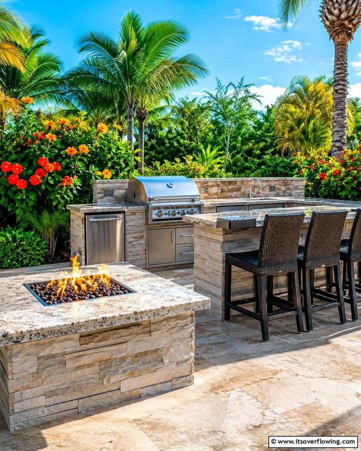 Firepit with Outdoor Kitchen Integration - 25 Patio Ideas With Firepit for Cozy Gatherings