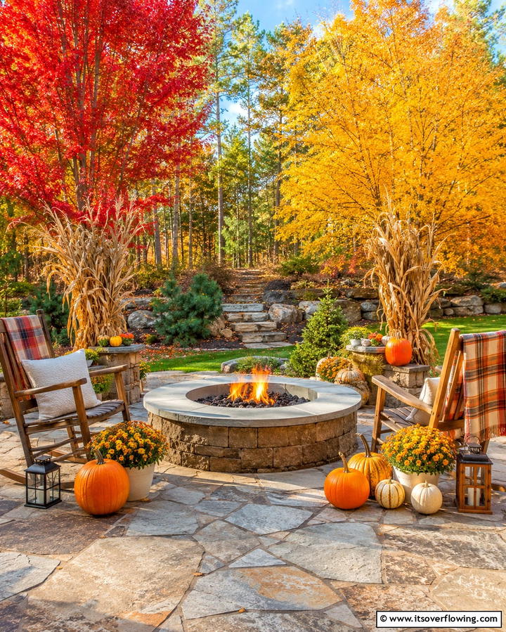 Firepit with Seasonal Decor - 25 Patio Ideas With Firepit for Cozy Gatherings