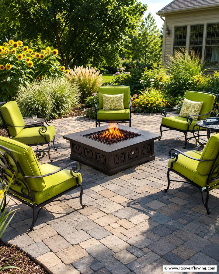 Firepit with Stone Paver Surround - 25 Patio Ideas With Firepit for Cozy Gatherings