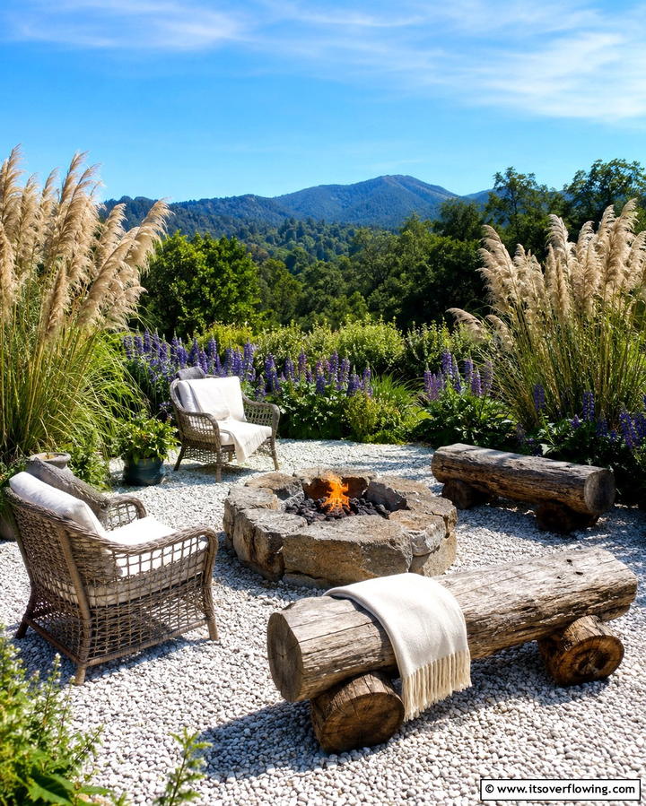 Firepit with Surrounding Gravel Area - 25 Patio Ideas With Firepit for Cozy Gatherings