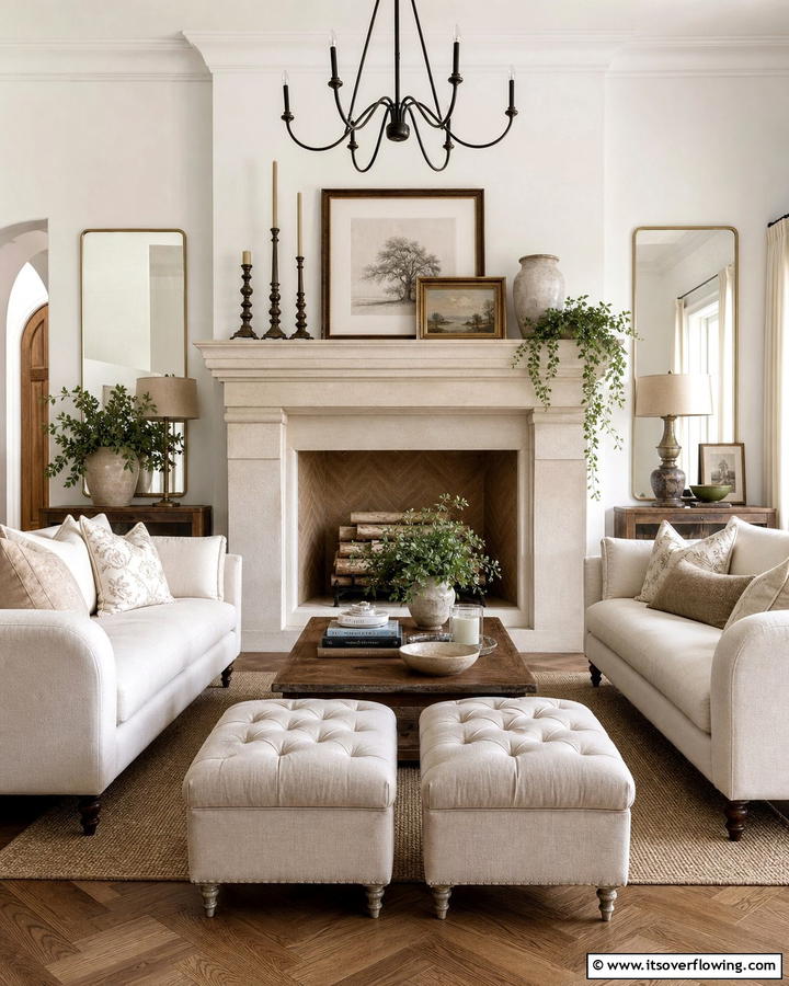 Fireplace Mantel Styling for Charm - 20 Pottery Barn Living Room Ideas for Timeless Style