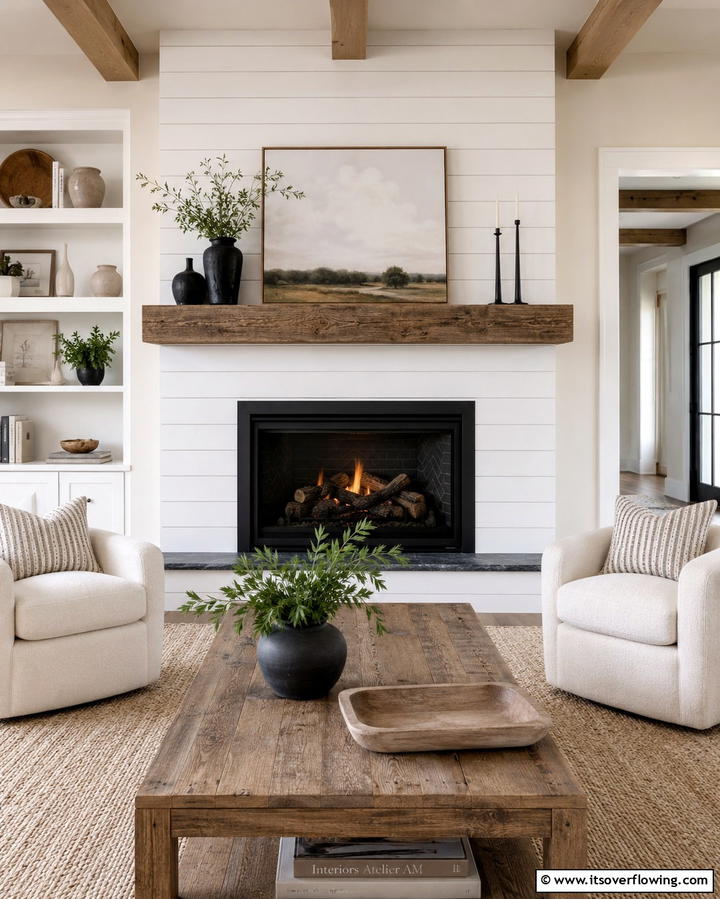 Fireplace Shiplap Surround - 25 Shiplap Living Room Ideas for a Rustic Charm