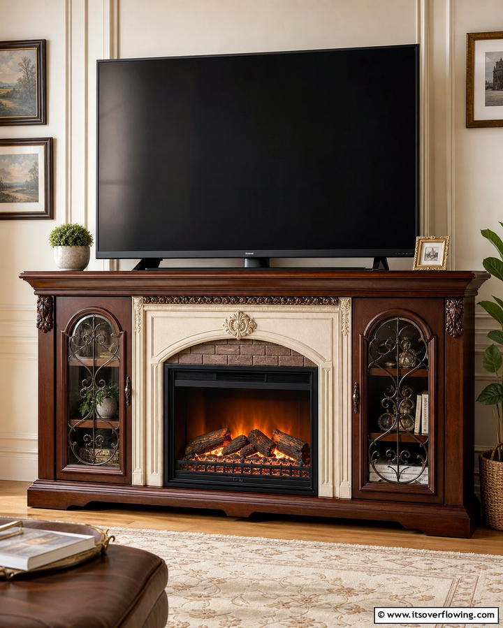Fireplace TV Stand for Dual Functionality - 25 TV Stand Ideas to Complement Your Home Decor
