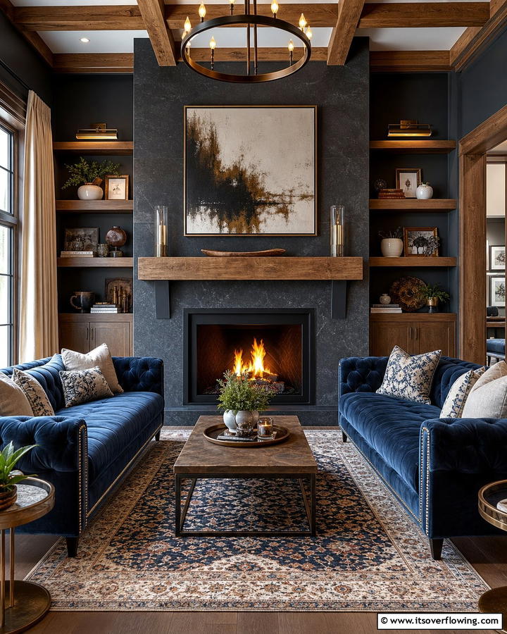 Fireplace as a Centerpiece - 20 Moody Living Room Ideas for a Dramatic Atmosphere
