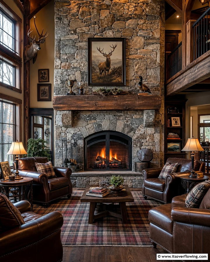 Fireplace for Warmth and Ambiance - 25 Hunting Room Ideas for the Ultimate Sportsman’s Retreat