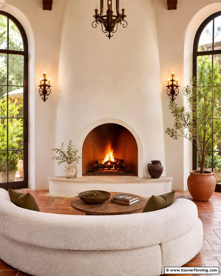 Fireplace with Arched Design - 25 Sunroom With Fireplace Ideas for Cozy Gatherings