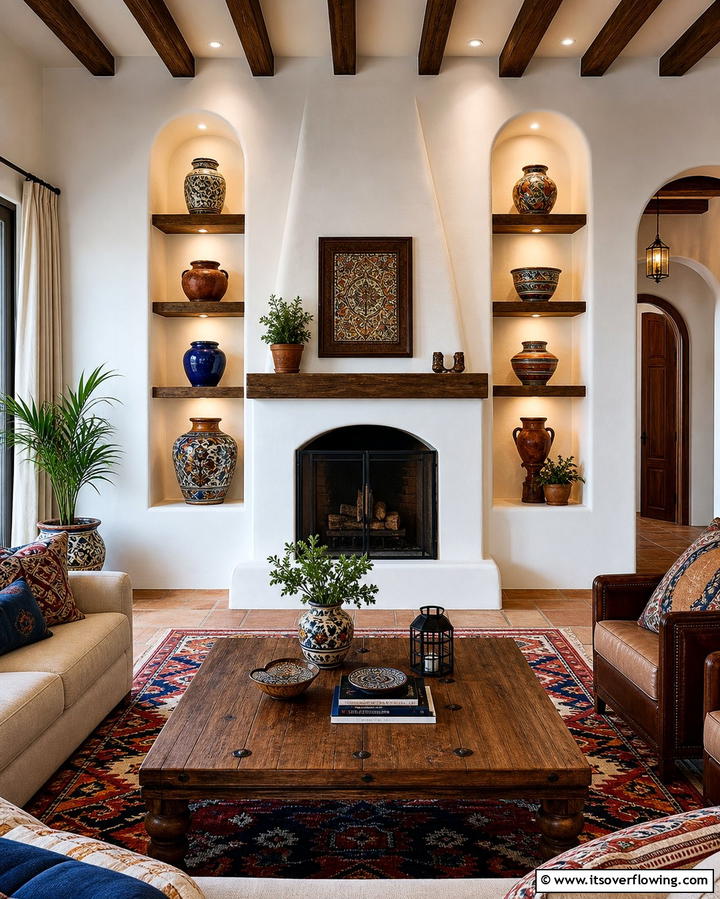 Fireplace with Built In NichesOne - 25 Spanish Style Fireplace Ideas for Cozy Living Spaces
