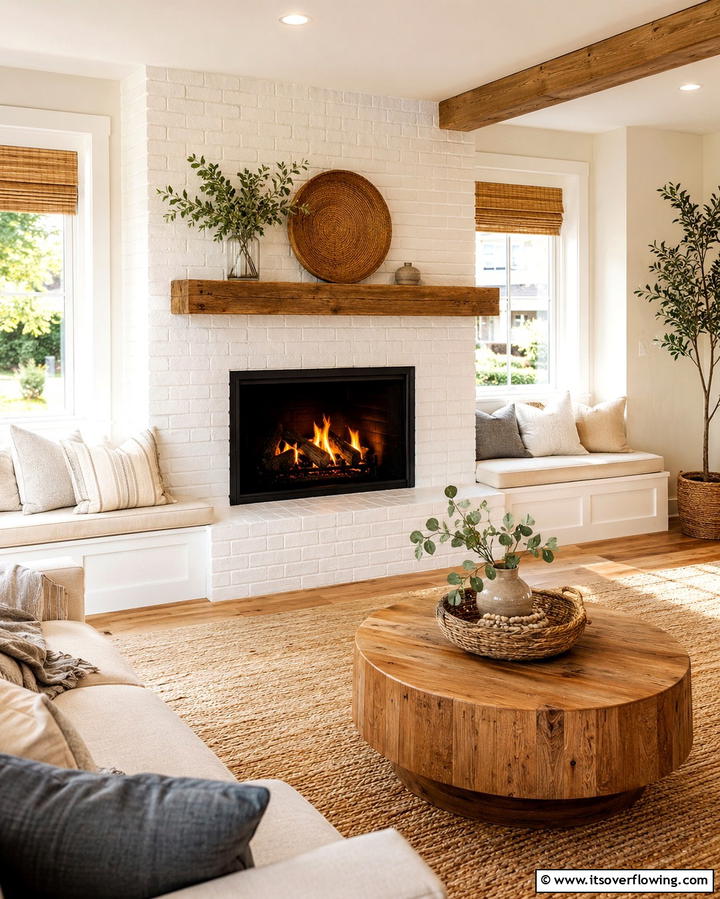 Fireplace with Built In Seating - 25 Off-center Fireplace Ideas for a Unique and Modern Living Room