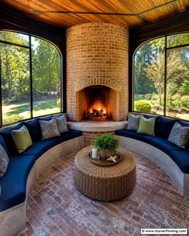 Fireplace with Built In SeatingOne - 25 Screened-in Porch With Fireplace Ideas for Cozy Evenings